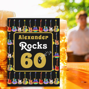 Carte 60e anniversaire Rétro Branché Guitare Personnalis