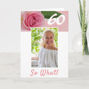 Carte 60e anniversaire Rose rose photo positive Annivers