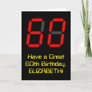 Carte 60e anniversaire : Rouge Digital Horloge Style "60