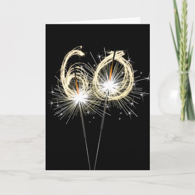 Carte 60e anniversaire Sparklers sur Noir (Devant)