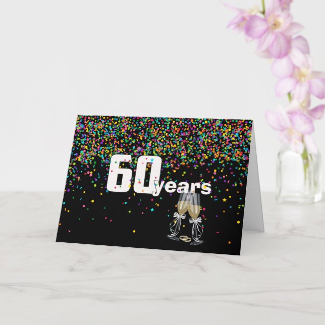 Carte 60e anniversaire toast en confetti (Orchidée)