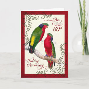 Carte 60e anniversaire Vintage Lorikeet Parrots