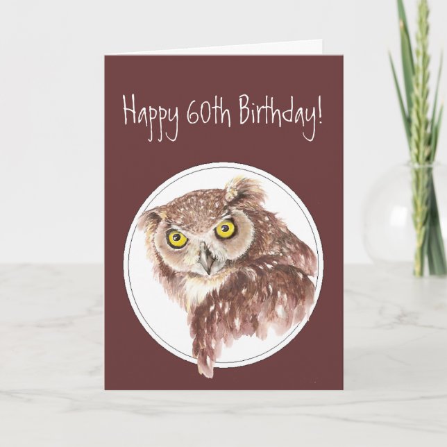 Carte 60e Chouette d'anniversaire drôle avec attitude Hu (Devant)