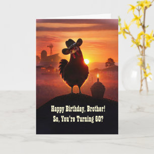 Carte 60e Frère Joyeux Anniversaire Drôle Ferme de Poule