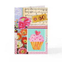 60e Joyeux anniversaire Collage scrapbook cupcake