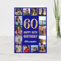 60e Joyeux Anniversaire Marine Bleu & Gold Photo C