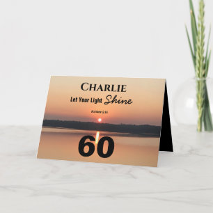 Carte 60e Laissez votre lumière briller Anniversaire Bib