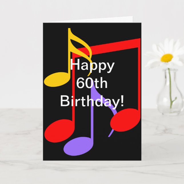 Carte 60th Birthday Music Notes Folded Greeting Card (Petite plante)