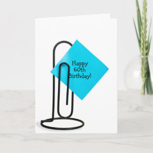 Carte 60th Birthday note on paper clip
