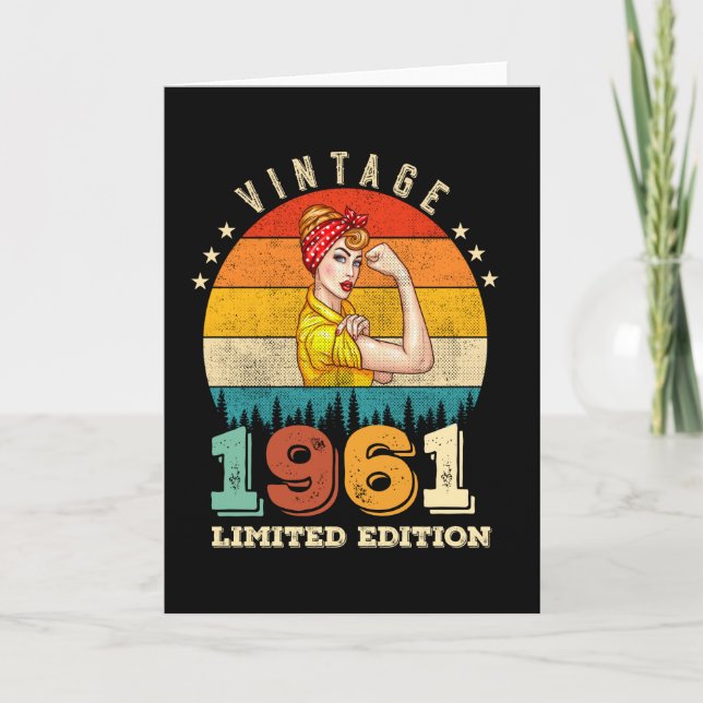 Carte 61 ans Femmes Anniversaire 1961 Vintage 61e annive (Devant)