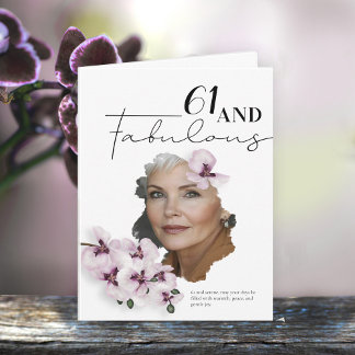 Carte 61 & Fabulous Orchid Photo Birthday Greeting Card