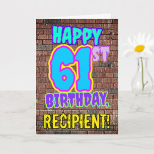 Carte 61e anniversaire - Amusant, Graffiti urbain inspir