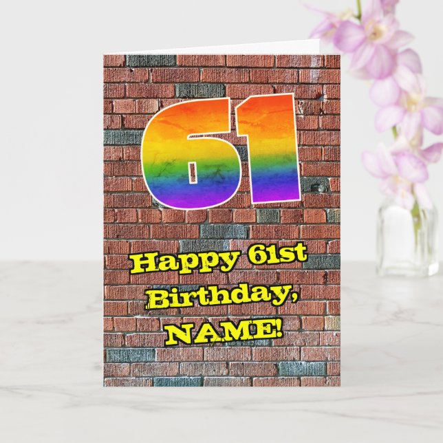 Carte 61e anniversaire : Arc-en-ciel amusant inspiré par (Orchidée)