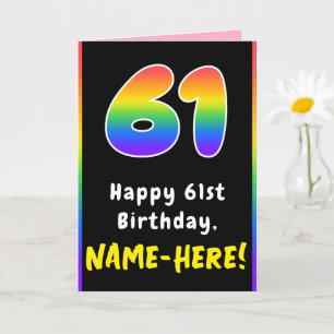 Carte 61e anniversaire : Arc-en-ciel coloré # 61, Nom pe