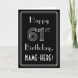 Carte 61e anniversaire : Art Déco Style # 61 & Nom perso