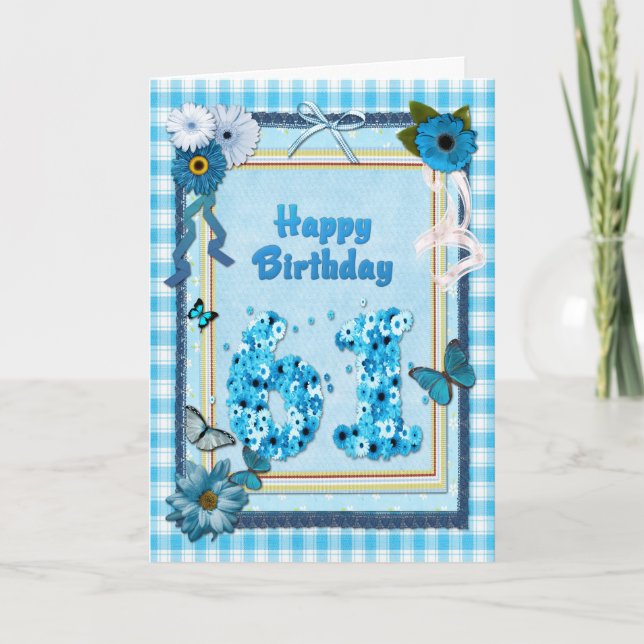 Carte 61e anniversaire avec un effet scrapbook (Devant)