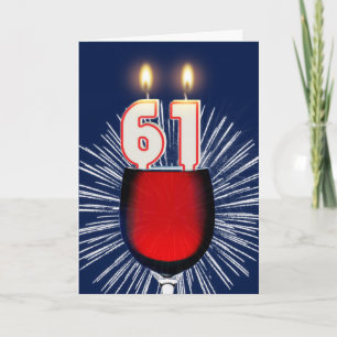 Carte 61e anniversaire avec vin et bougies