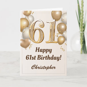 Carte 61e anniversaire Ballons d'or et Confetti Annivers