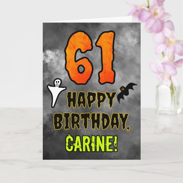 Carte 61e anniversaire : Eerie Halloween Thème + Nom per (Orchidée)