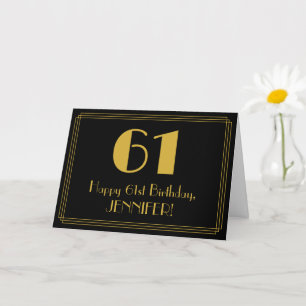 Carte 61e Anniversaire : Vue inspirée d'Art déco "61" + 
