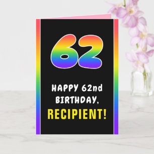Carte 62e anniversaire : Arc-en-ciel coloré # 62, Nom pe
