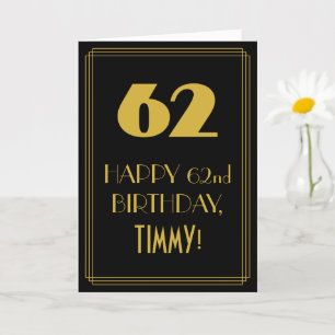 Carte 62e anniversaire ~ Art Déco Inspiré Look "62" & No