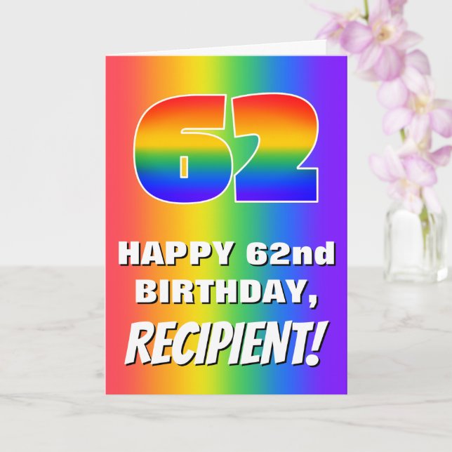 Carte 62e anniversaire : coloré, amusant Motif arc-en-ci (Orchidée)