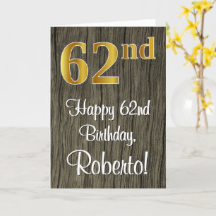 Carte 62e anniversaire : Elégant Faux Gold Look #, Faux 
