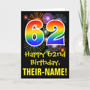 Carte 62e anniversaire : Fun Fireworks Motif + Rainbow 6