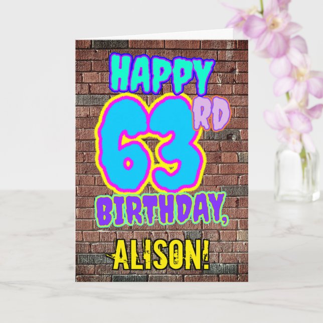 Carte 63e anniversaire - Amusant, Graffiti urbain inspir (Orchidée)