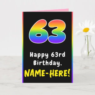 Carte 63e anniversaire : Arc-en-ciel coloré # 63, Nom pe