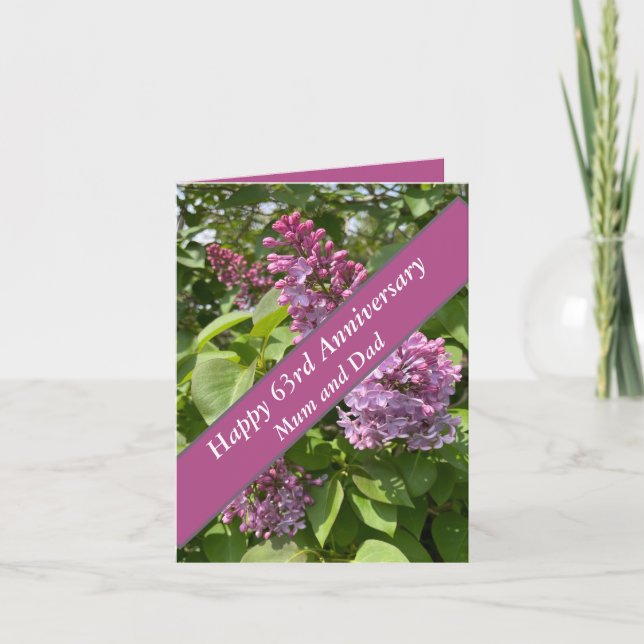 Carte 63e anniversaire Lilac modifiable (Devant)