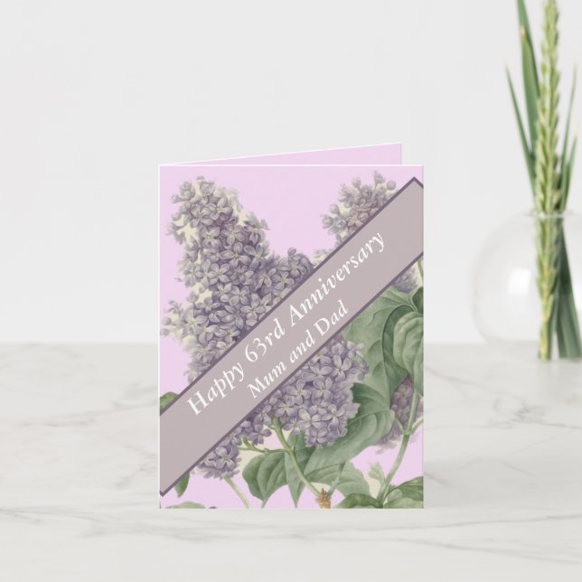 Carte 63e anniversaire Lilac modifiable (Devant)