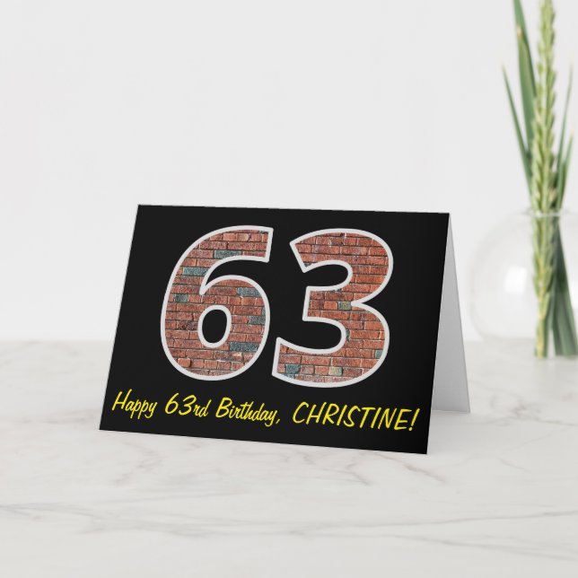 Carte 63e anniversaire - Motif de mur de briques "63" av (Devant)