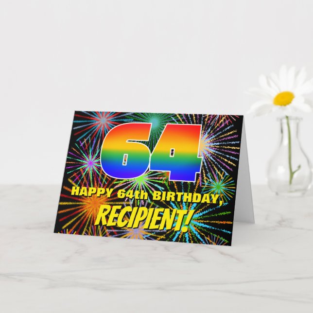 Carte 64e anniversaire : Feu d'artifice festif amusant e (Petite plante)