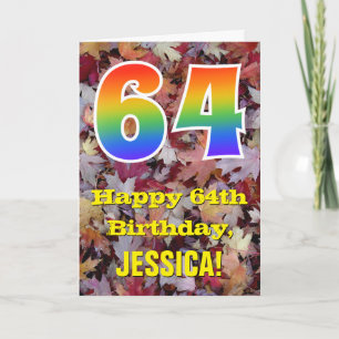 Carte 64e anniversaire; feuilles d'automne rustiques; ar