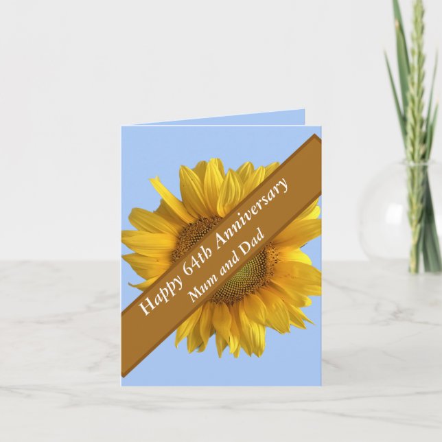 Carte 64e anniversaire tournesol modifiable (Devant)