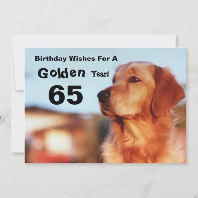 Carte 65e année d'or Golden Retriever Fun Anniversaire (Devant)