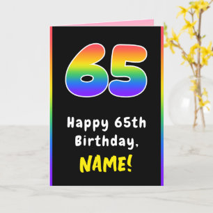 Carte 65e anniversaire : Arc-en-ciel coloré # 65, Nom pe