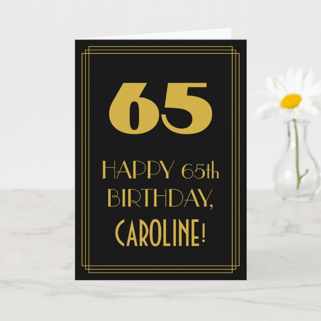 Carte 65e anniversaire - Art Déco Inspiré Look "65" & No (Petite plante)