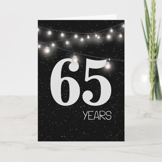 Carte 65e anniversaire avec lumières et étoiles (Devant)