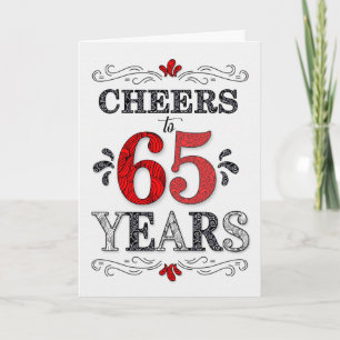 Carte 65e anniversaire Cheers en Motif noir blanc rouge