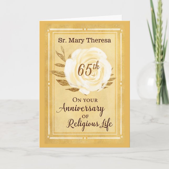 Carte 65e anniversaire de la vie religieuse Nonne Blanch (Devant)