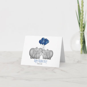 Carte 65e anniversaire mariage éléphant mari et femme