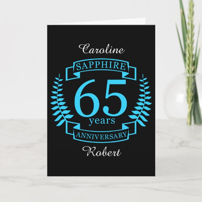 Carte 65e ANNIVERSAIRE Mariage SAPPHIRE (Devant)