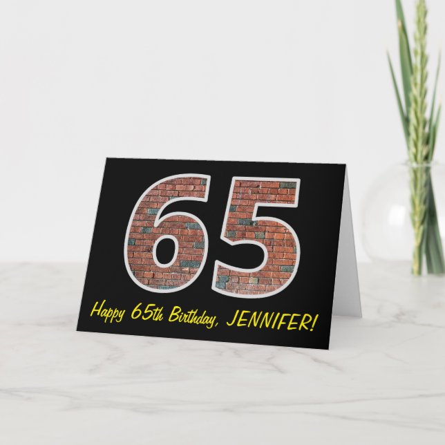 Carte 65e Anniversaire - Motif Mur de Briques "65" avec  (Devant)