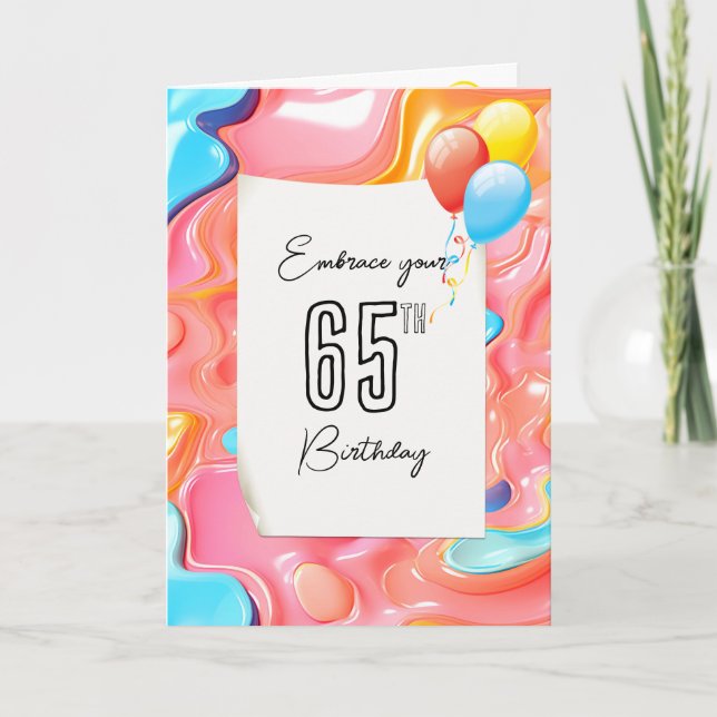 Carte 65e anniversaire Psychedelic 3D Abstrait (Devant)
