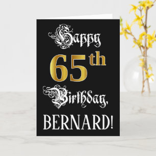 Carte 65e anniversaire — Script fantaisie; look or Faux;