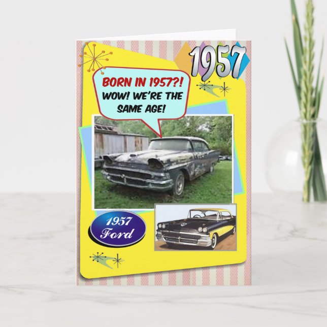 Carte 65e anniversaire ! Wow, même âge que cette Chevy 1 (Devant)
