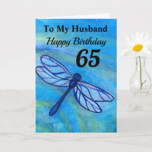 Carte 65e+Pour mon mari Bleu Dragonfly Anniversaire